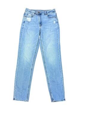 American Eagle Mom Jeans Distressed Light Blue Size 6 long